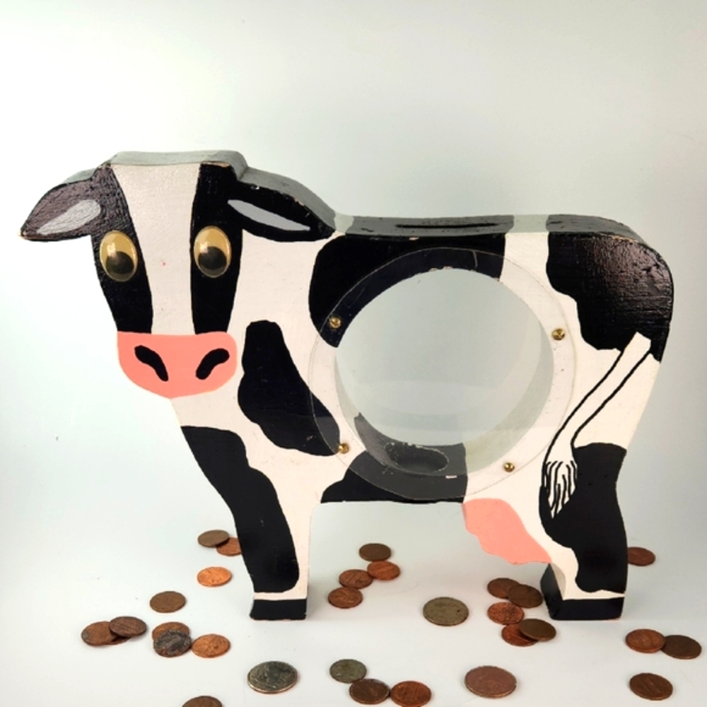 Handmade HIEFER COIN BANK EUC holds Your MOOLAH